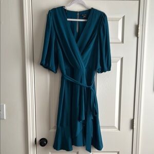 City Chic Asymmetrical Teal Dress